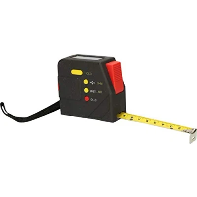 Image of KS Tools 300.1111 Electrical Measuring Tape with Retainer and Belt Clip, Digital, 5 m, 19 mm