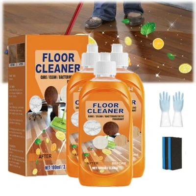 Image of Powerful Decontamination Floor Cleaner, Jue Fish Multi Purpose Wood Cleaning Concentrate For Wood, Tile Floors, Momeng Cleaner Orange (3PC)