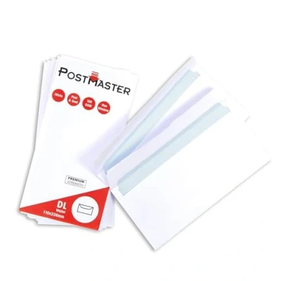 Image of Postmaster Envelopes DL Peel &amp; Seal 100GSM White Paper 100 Pack