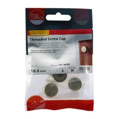 Image of TIMCO Threaded Screw Caps Solid Brass Polished 18mm