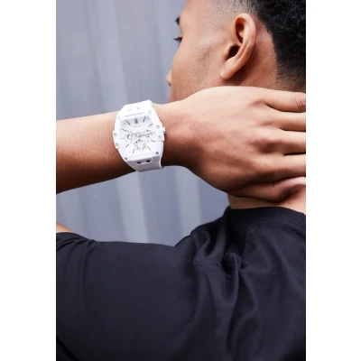 Image of Guess Trend Chronograph watch, Men&#039;s, Size: One Size, Silver