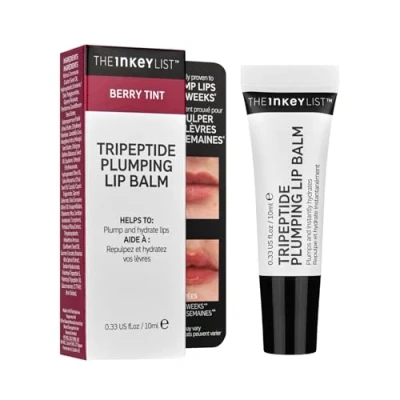 Image of The Inkey List Tripeptide Plumping Lip Balm 10ml Clinically Proven Tinted Care Hydrates Dry Cracked Lips Vegan &amp; Cruelty Free Berry Tint