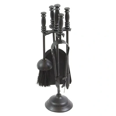 Image of Black Heavy Duty Cast Iron Metal Fireplace Stylish &amp; Durable Companion Set/Waterloo Bucket/Coal Hod/Log Holder/Coal Shovel Fireside Scuttle Ash Wood Storage Set (Knight Set)