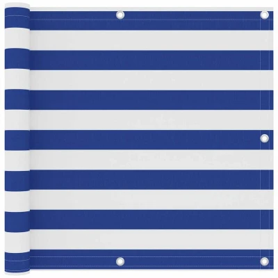 Image of vidaXL Balcony Screen White and Blue 90x300 cm Oxford Fabric
