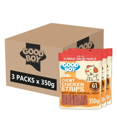 Image of Good Boy Chicken Strips Natural Dog Treats Wheat and Cereal Free Recipe Bulk Box 3 x 350g
