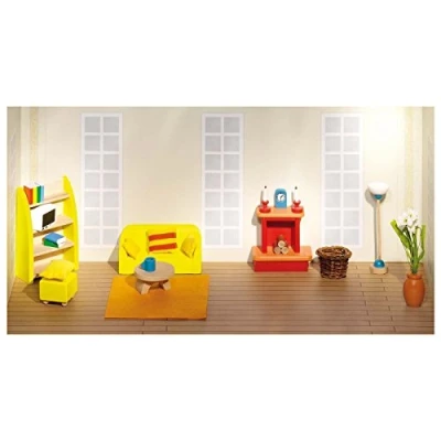 Image of GoKi 51904 Wooden Doll&#039;s House Living Room, 34 pieces