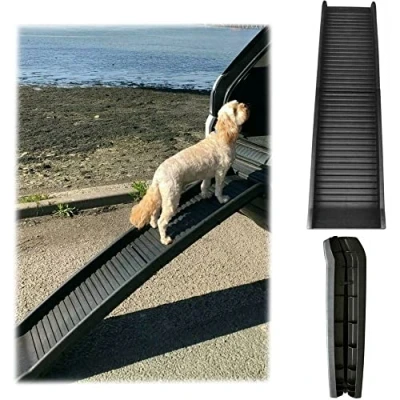 Image of ZENO Pet Dog Ramp Portable Lightweight Great for Cars and Trucks Non Slip Surface &amp; Car Ladder Black