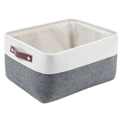 Image of Mangata Woven Fabric Storage Boxes, Canvas Organizer for Clothes, Toys, Shelves(M, Cold Grey)
