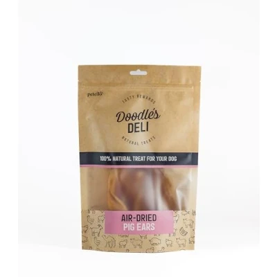 Image of Doodle&#039;s Deli Pigs Ears High Protein Easily Digestible Dog Chew Imrove Jaw Strength and Teeth Cleaning Treat Natural Dental Stick Alternative 100g