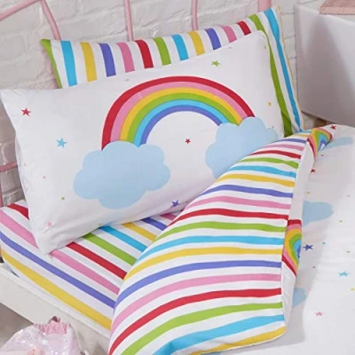Image of Price Right Home Striped Bedroom Range Kids Duvet Cover Set, Fitted Sheet Set &amp; Curtains Available (Junior Set)