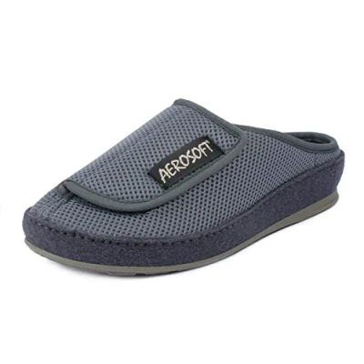 Image of Aerosoft Slipper 6032 4P, Ladies, Men, Rehab Shoe, Bandage (Grey, UK_Footwear_Size_System, Adult, Women, Numeric, Medium, Numeric_9_Point_5)