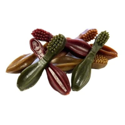 Image of *New* 10 x Medium Toothbrush Vegetarian Dog Treats Chews 100% Meat Free Natural Vegetable Toothbrushes SLD