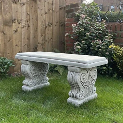 Image of ONEFOLD Large Stone Garden Bench, Ornament and Decor Hand Cast