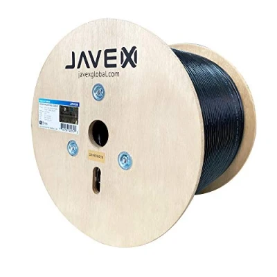 Image of JAVEX CAT6 Ourdoor UL CMX [23AWG Solid Bare Copper] 1000 FT, 600MHz, ETL Listed, UV Resistant and Weather Proof PE Jacket, UTP Network Gaming Ethernet Cable, feet, Black