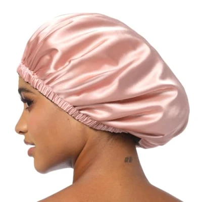 Image of Hat Hut Satin Bonnet Silk for Sleeping Hair Cap Curly Wrap Reversible (Pink/Black)