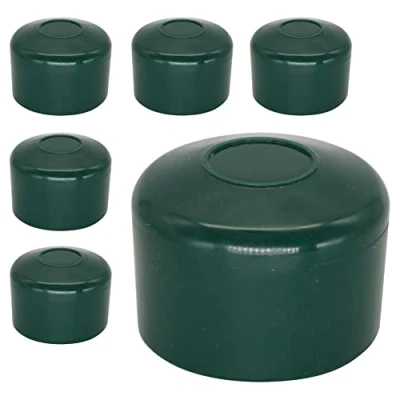 Image of SKIR&#039;CO (6 pcs) Fence Post Caps, Round 45 mm Green Plastic Caps for Posts, Covers, Moss RAL 6005