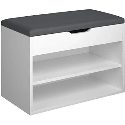 Image of TecTake 800843 JASMINA Shoe Storage Bench Cabinet Hallway Organizer 60 x 30 43.5 cm (White)