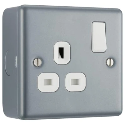 Image of British General MC521 Single Metalclad Switch Socket with Mounting Box
