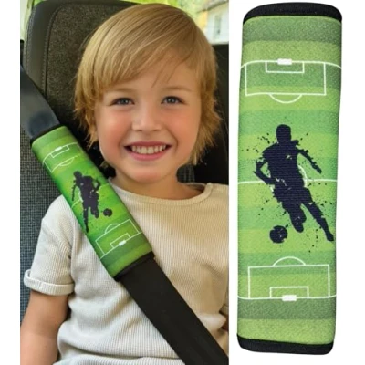 Image of HECKBO 1x Kids Car Seat Belt Pads Protectors Football for and Babies Ideal Any Booster Bicycle