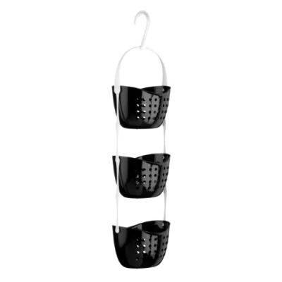 Image of Premier Housewares 1601485 3 Tier Shower Caddy Black Height 83 cm x width 23 depth 17