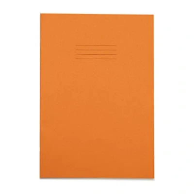 Image of RHINO Stationery Exercise Book A4 80 Page 8mm Lined With Margin Orange School Books Pack of 10