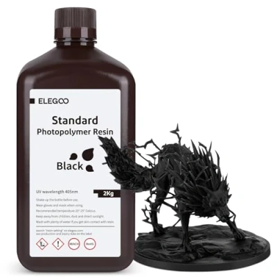 Image of ELEGOO 3D Printer Rapid Resin, 405nm LCD UV Curing Resin Standard Photopolymer for Printing Black 2000G