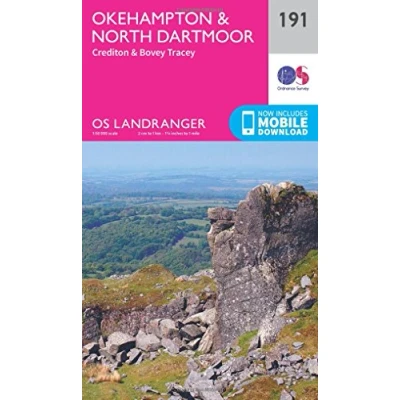 Image of Landranger 191 Okehampton &amp; North Dartmoor Map