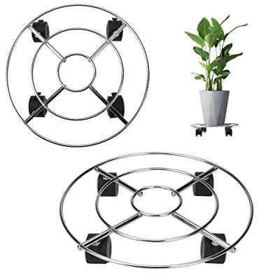 Image of NunDunco Metal Plant Caddy with Wheels 30cm x Holder Floor Flower Supports Heavy Duty Rustproof Dolly for Indoor Outdoor Home Garden (2pack)