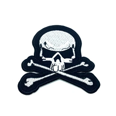Image of Skull &amp; Crossbones Pirate Iron On Sew Embroidered Patch