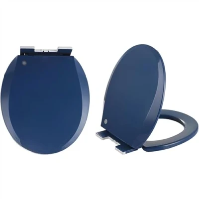 Image of Brigtviee Soft Close Toilet Seat With Quick Release,Easy Top Fixing Funky Seats Adjustable Hinges, Standard Oval Seats,Pp Material Easy Cleaning Loo Seats,navy blue