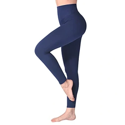 Image of SINOPHANT High Waisted Leggings for Women, Buttery Soft Elastic Opaque Tummy Control Leggings, Plus Size Workout Gym Yoga(Navy1,S M)