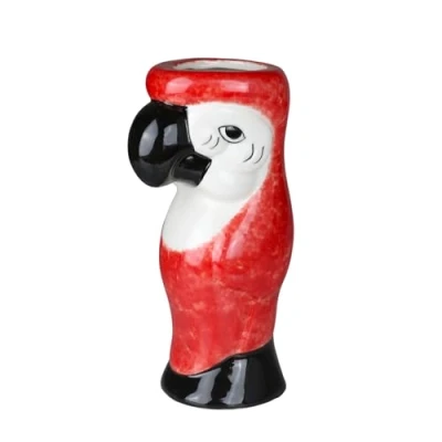 Image of bar@drinkstuff Ceramic Parrot Mug 19.4oz / 550ml Hawaiian Cocktail (Red)