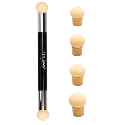 Image of Mylee Dual Ended Sponge Applicator Pen Portable Dimensions Buffs Pigments, Glitters and Flakes Gradient, Ombre Effect, DIY Nail Art Tool 4 Replacement Heads Vegan Cruelty Free