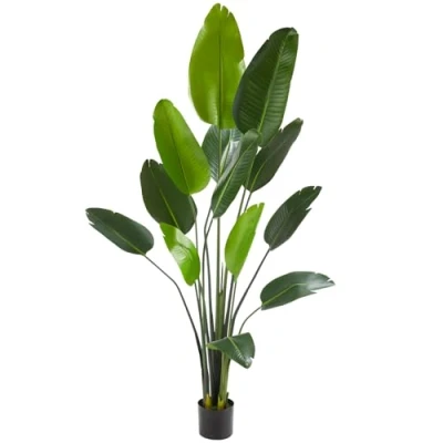Image of TecTake® Artificial Bird of Paradise Tree with Detailed Leaves &amp; Bendable Branches, Lifelike Plant Sturdy Flowerpot, Ideal Fake as Living Room, Office Bedroom Decor 180 cm