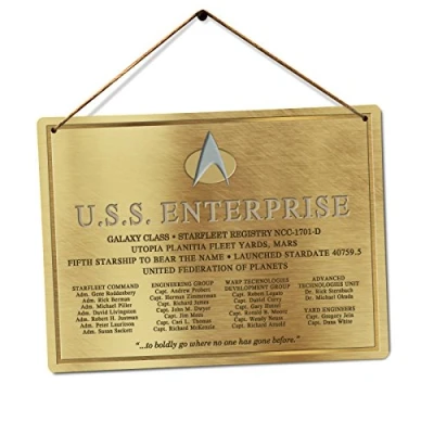Image of wtf USS Enterprise Plaque Twine Metal Wall Sign Art Inspirational