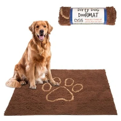 Image of Dog Gone Smart Dirty Microfiber Doormat, Super Absorbent Machine Washable with Non Slip Backing, Large, Mocha Brown