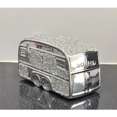 Image of DEENZ Crushed Diamond Silver Crystal Square Gypsy Caravan Ornament,Extra Sparkly, Bling, Ornament For Decor