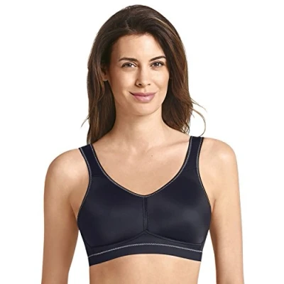 Image of Anita Care 5300X 001 Women&#039;s Vivana Active Black Microfiber Non Padded Wired Plus Size DD+ Support Mastectomy Sports Bra 36B