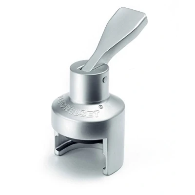 Image of Le Creuset Metal Crown Sparkling Wine Stopper, Model SW 101, Perfect for Champagne, Satin Chrome, 59989013000625