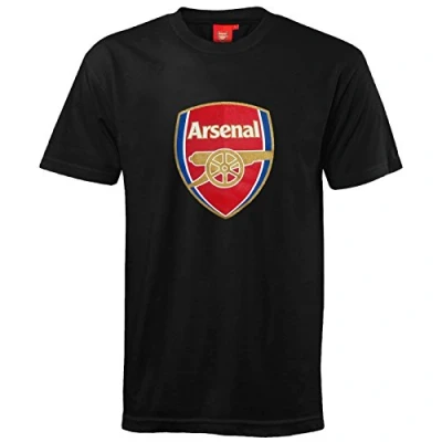 Image of Arsenal FC Official Football Gift Mens Crest T Shirt Black Medium