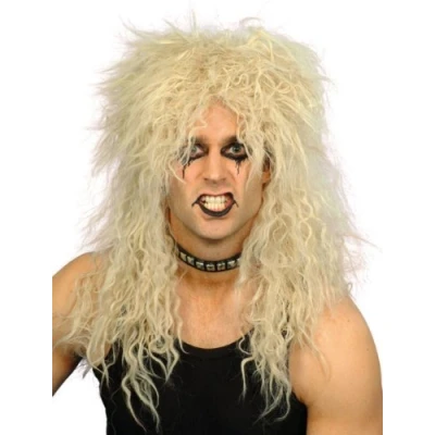 Image of Smiffys Hard Rocker Wig, Blonde Long Tousled, 1980&#039;s Fancy Dress, 1980s Dress Up Wigs