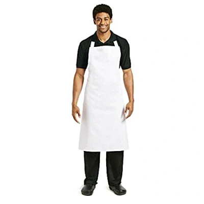 Image of Whites Chefs Clothing Professional Bib Apron, White, Size: XL / x Large Extra Large, Material: 80% Polyester 20% Cotton, Measurements: 915(W) 1066(L)mm, Cooking A522
