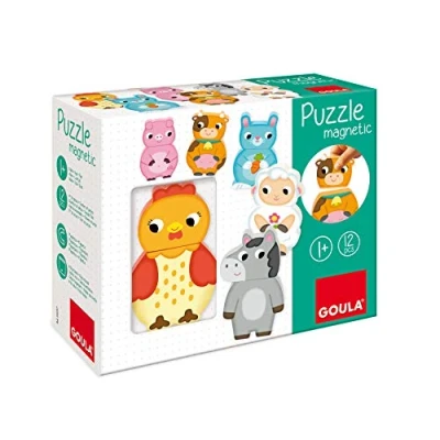Image of GOULA 455245 Magnetic Puzzle Farm Animals, Wooden Toy