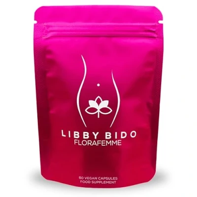 Image of Vaginal Probiotics for Women Flora Femme by Libby Bido contains Intimate Blend of 25 Billion CFU Bacterial Cultures, D Mannose, Cranberry, Green Tea, Digestive Enzymes. 60 Vegan Capsules.