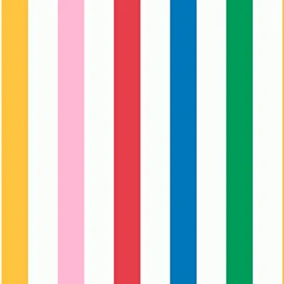 Image of Graham &amp; Brown Joules Country Critters Chunky Stripe White/Rainbow Wallpaper