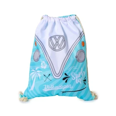 Image of Puckator Volkswagen VW T1 Camper Bus Surf Adventure Drawstring Bag Swimming Bags For Kids Gym Pe Festival Women Gymnastics String Sport Yoga Backpack
