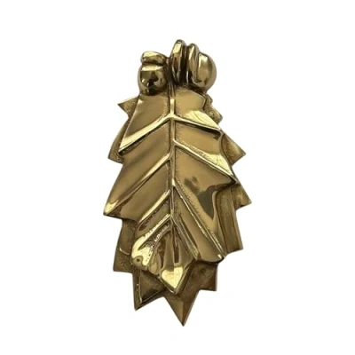 Image of Leaf Design Door Knocker for Front Solid Brass Finish Polished