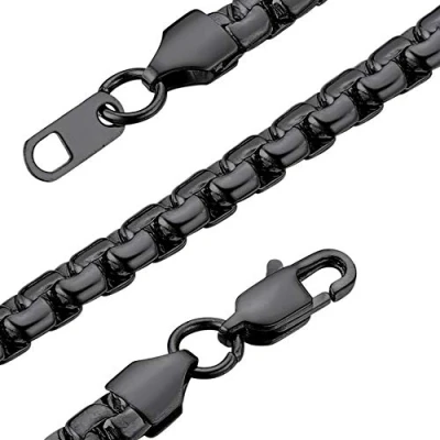 Image of GOLDCHIC JEWELRY 26Inches Box Link Necklace Black, 6mm Stainless Steel Chain for Men Women