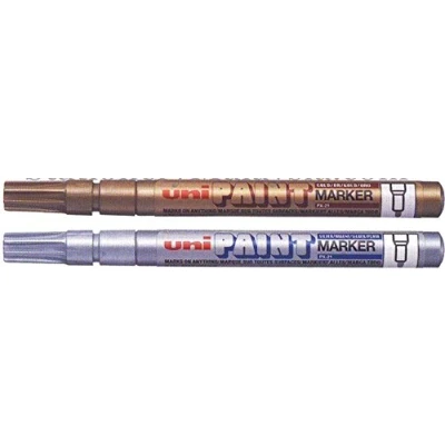 Image of Uni Ball PX 21 Oil Based Permanent Paint Markers FINE Gold &amp; Silver TWIN