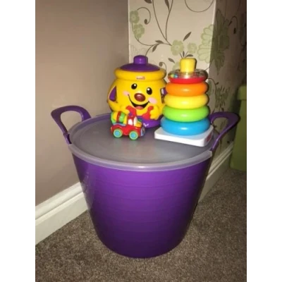 Image of KetoPlastics 26 LITRE PURPLE LAUNDRY BASKET WITH LID STORAGE TUB FLEXI BUCKET